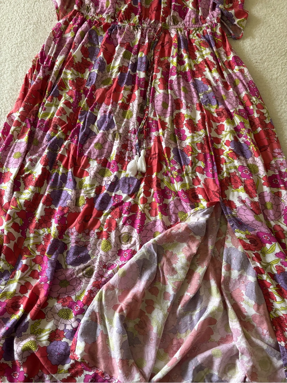 Japna Strapless Floral Maxi Dress in Pink and Red - Picture 11 of 12